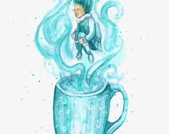 Winter Tea - Alaska Native Inupiaq watercolor painting