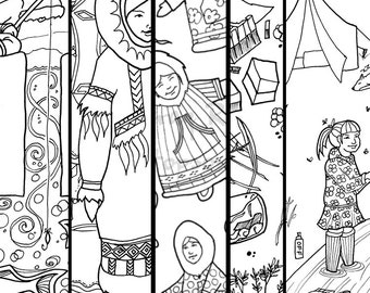 All 10 of my Inupiaq coloring pages - Alaska Native hand drawn cultural coloring pages