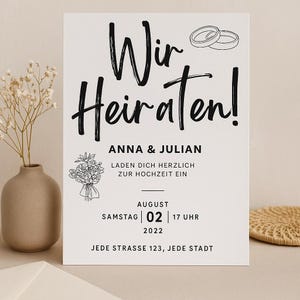 Moderne Schwarz-Weiß Hochzeitseinladung – Minimalistisch & Stilvoll