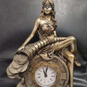 Rare Vintage Desk Clock Mantle Clock Bronze Victorian Clock Figurine (7.8x4.3 inches)