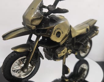 Rare Metal Motorcycle Model - Handmade Desk Decor and Gift
