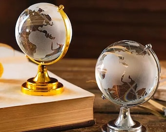 Earth 3D Engraved Glass Mini World Map Crystal Globe