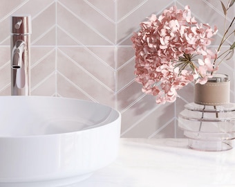 Light Pink 3D Peel and Stick Wallpaper: Art Deco Kitchen & Bath