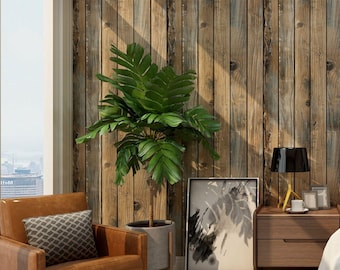 Brown Wood Peel and Stick Wallpaper: Rustic Removable Wall Art