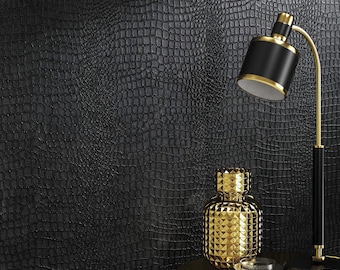 Black Crocodile Texture Wallpaper: Peel and Stick Wall Art