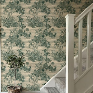 Green Removable Wallpaper, Forest Trees Wall Decor, Retro Waterproof Furniture Wallpaper, Self Adhesive Wall Art, Jungle Wallpaper