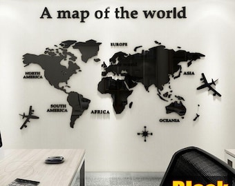 3D World Map Wall Sticker: Nordic Style Removable Wall Art