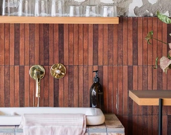 Dark Brown 3D Wall Tile Stickers, Peel and Stick Backsplash