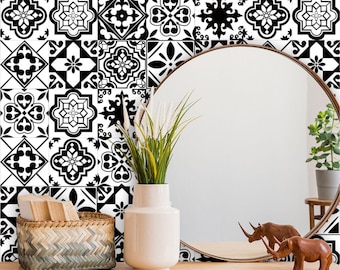 Black and White Floral Geometric Peel and Stick Wallpaper