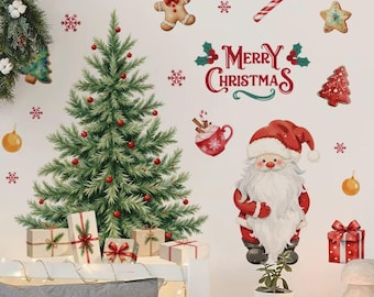 Christmas Wall Stickers, Santa, Tree, Holiday Decor,