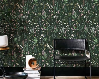 Green Floral Peel and Stick Wallpaper: Nature Inspired Wall Art