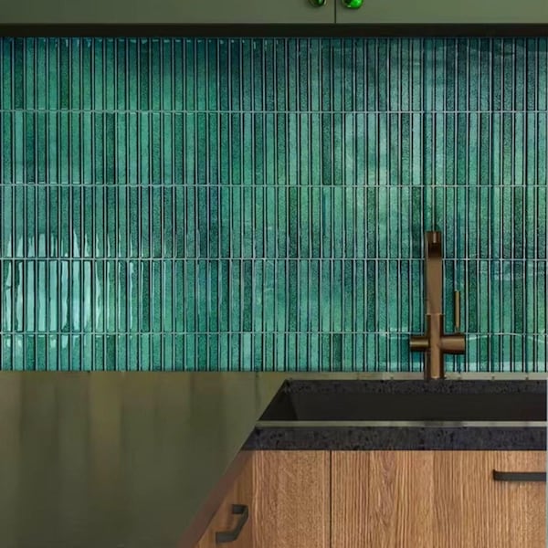 Green 3D Peel and Stick Wallpaper: Art Deco Wall Decal