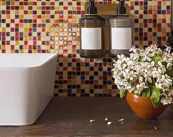 Piastrelle adesive 3D a mosaico dorato, facili da rimuovere: carta da parati rimovibile