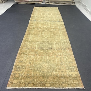 3x11 Persian Runner rug,vintage turkish runner Rug,wool neutral runner Rug,3x11 antique oushak Runner Rug,hallway runner Rug,kitchen runner