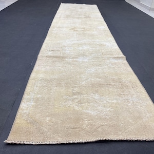Vintage Turkish Oushak Wool Runner Rug - 2.8x11.8