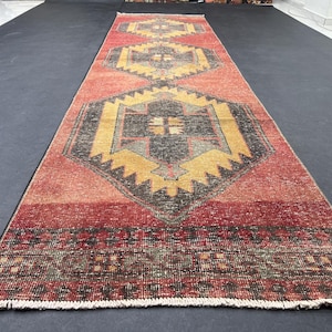 3x11.6 persian Runner rug,vintage turkish runner,wool neutral oushak runner,3x12 antique hallway runner,stairs runner,kitchen runner