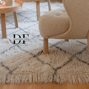Handwoven Moroccan Berber Rug: Boho Tribal Wool Carpet