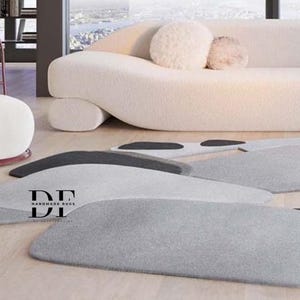 Hand Tufted Modern Rug Irregular Wool Area Rugs For Livingroom Bedroom Kitchen Nursery Entryway Office 5X8 6X9 8X10 9X12 10X14 Custom Rug
