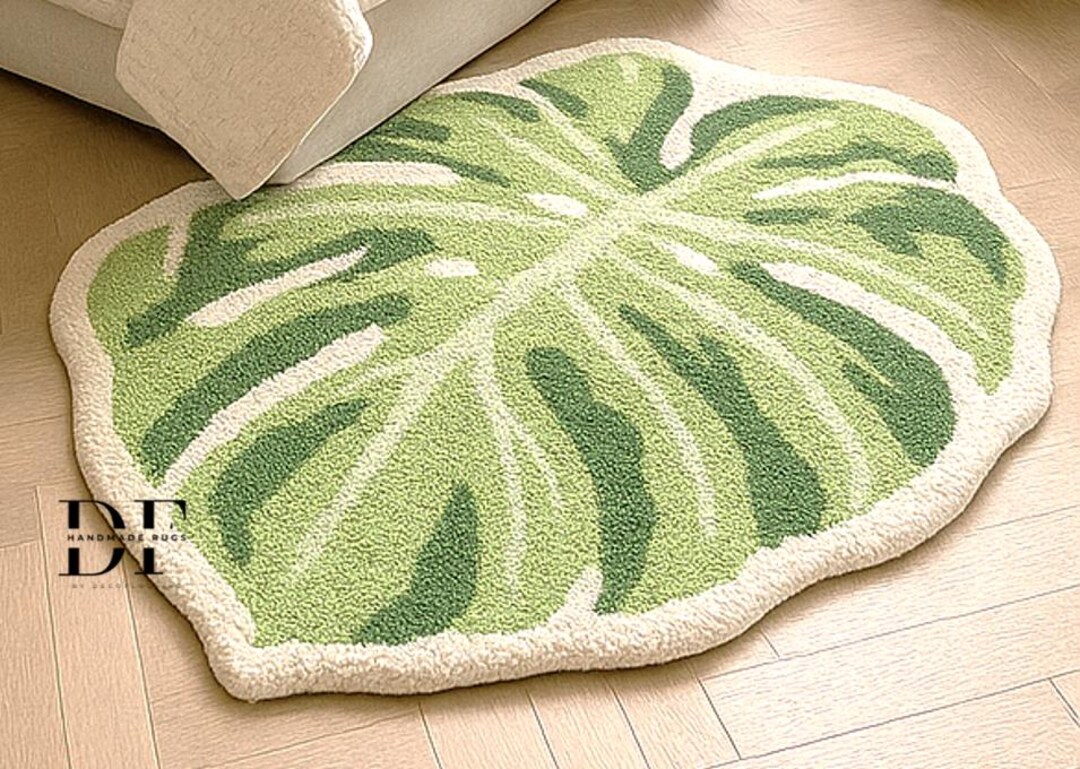 Leafy Handmade Rug Handmade Wool Monstera Leaf Rug: Tropical Botanical Decor - Etsy