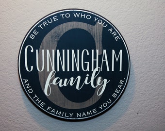 15"  Round Initial & Last Name Signage - Custom Quote - Family name