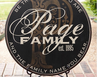 24" Round Established Family Name & Initial Sign  --  Personalized Quote Style