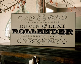 Personalized Established Family or Wedding Name Sign  --  12x24 in VINTAGE Chalkboard inspired  Style