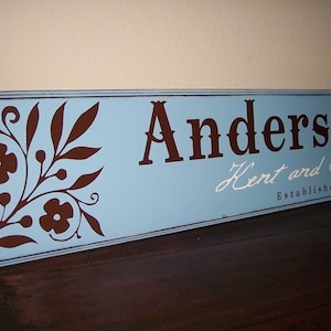 10x32 Personalized Established Family Name Sign FOLK SURNAME Style image 1