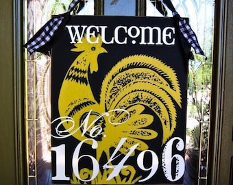 16X20 in Welcome, Family Name, House Number Door Hanger Sign -- 7 Animal Designs to choose from