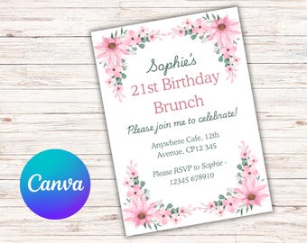 Birthday Brunch Invitation Template - Etsy