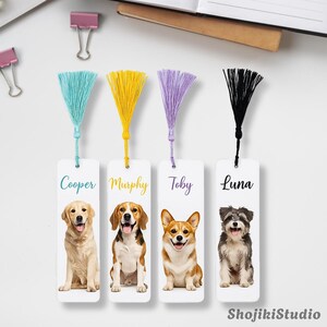 Personalized Dog Portrait Bookmark, Custom Acrylic Bookmark with Tassel, Dog Mom Gift, Book Lover Gift, Pet Bookmark, Dog Lover Bookmark