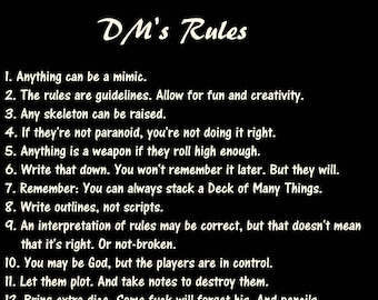 D&D - DM's Rules **EXPLICIT**