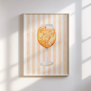 Aperol Spritz Wall Art (Orange) - Pastel Cocktail Wall Art, Aperol Spritz Bar Cart Prints, Coastal Bar Cart, Bar Cart Art, Digital Download