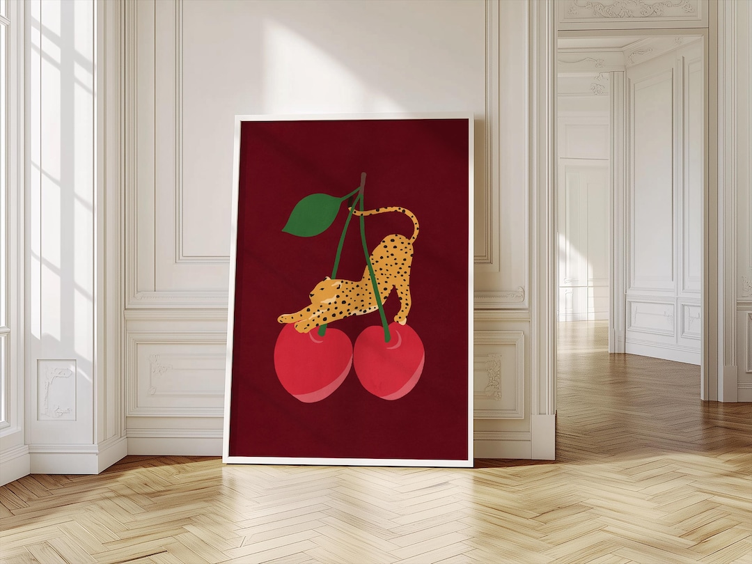 Cheetah Leopard Wall Art (burgundy) - Red Cheetah Cherry, Leopard ...