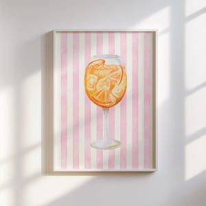 Aperol Spritz Wall Art (Różowy) - Pastelowy koktajlowy obraz ścienny, Różowy Aperol Spritz Bar Cart Prints, Wydruki barowe Coastal, Sztuka barowa, Pobieranie cyfrowe