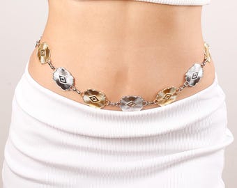 Bohemian Belly Chain: Gold & Rhodium Plated Waist Jewelry