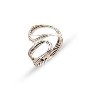 Handmade Silver Plated Bangle: Adjustable Boho Wire Wrap Bracelet