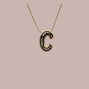 Balloon Letter Necklace - Bubble Letter Initial Pendant - Bubble Jewelry Letter Necklace for Women - 3D Bubble Necklace Gift For Her