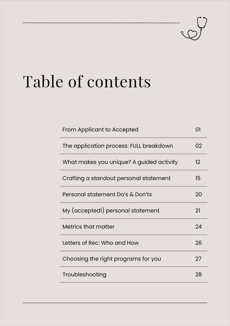 Peut inclure: Table des mati&egrave;res d'un guide sur la candidature &agrave; l'&eacute;cole sup&eacute;rieure. Les sujets abord&eacute;s comprennent le processus de candidature, les lettres de motivation, les lettres de recommandation et le choix des programmes ad&eacute;quats.