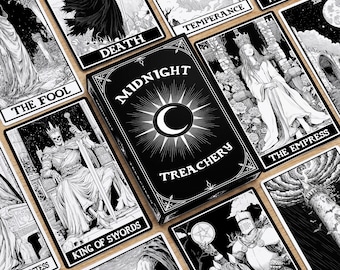 Midnight Treachery Tarot Deck: Complete 78 Cards Tarot Deck, Dark Gothic Themed Tarot Cards