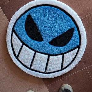 One Piece Ace&#39;s Hat Faces - Double Sided Tufted Rug, Handmade Anime-Inspired Rug, Custom Character Rug, Unique Home Decor