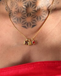 waterproof - birthstone necklace - hypoallergenic nickel free - tarnish free - custom personalized charm necklace - 18k gold plated - gift