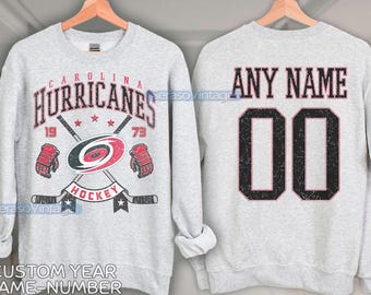 Personalized name and number Carolina Hurricanes Sweatshirt, Carolina Hurricanes crewneck, Carolina Hockey shirt, Hockey Tee, Hockey Number