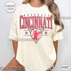 Comfort color Cincinnati baseball tee, baseball Shirt, Comfort Color Baseball shirt, Baseball Mom, Cincinnati Baseball Sweatshirt