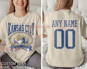 Spersonalizowana koszulka baseballowa Kansas City z imieniem i numerem, koszulka baseballowa Kansas City, koszulka baseballowa Kansas City, koszulka unisex z kapturem i swetrem