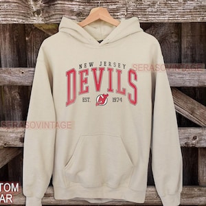 New Jersey Devils Sweatshirt | Vintage Devils Hockey Sweatshirt |New Jersey Hockey Fan shirt | New Jersey Devils Hoodie