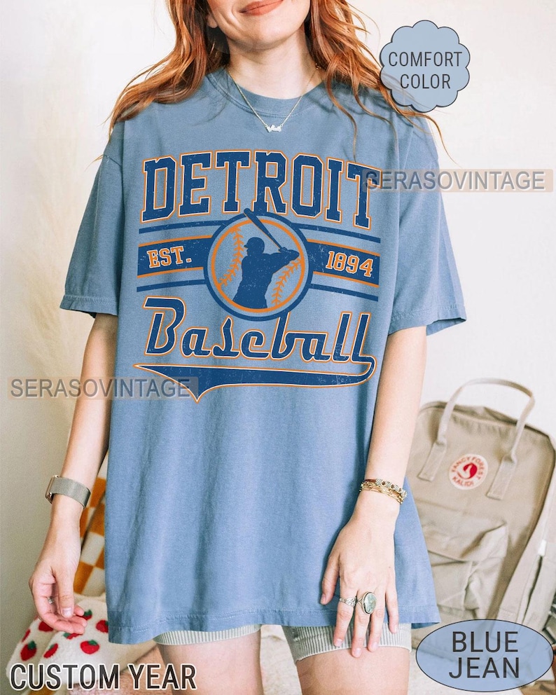 Detroit baseball comfort color t-shirt, baseballtröja, baseball comfort color-tröja, baseballmamma, Detroit baseballtröja bild 2