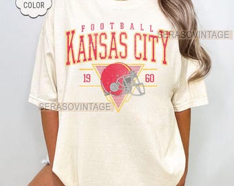 Kansas City Football Comfort Colors T-shirt, Kansas City Football Shirt, Comfort Colors Football Mom T-shirt, Oversized Comfort Fit, Gameday-shirt