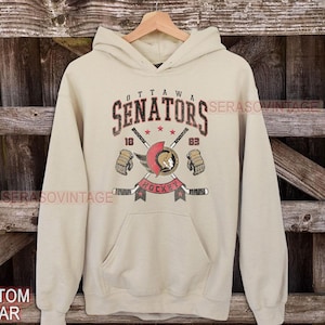 Felpa con cappuccio degli Ottawa Senators, felpa vintage dei Senators, maglietta da fan dell'hockey degli Ottawa, maglietta da hockey, maglione girocollo dei Senators