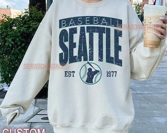 Vintage Seattle baseball sweatshirt, baseball Tee, Custom Baseball Tee, Custom Baseball Mom, Seattle Baseball Sweatshirt