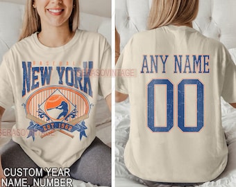 Gepersonaliseerde naam en nummer honkbalshirt New York, T-shirt honkbal New York, shirt honkbal New York, unisex T-shirt sweatshirt hoodie